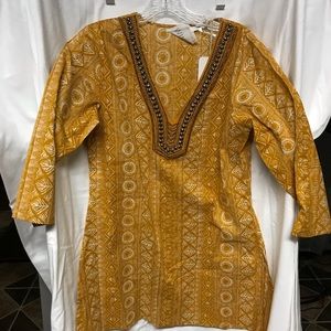 Oriental tunic, gold with beading, new